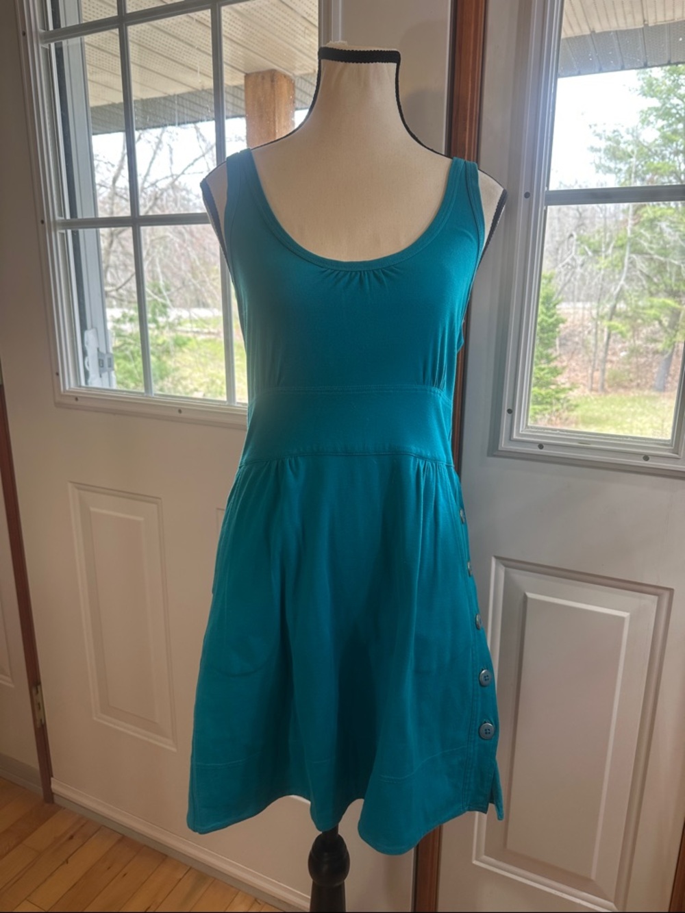 Marc by Marc Jacobs Teal Sleeveless Scoop Neck Mini Dress with Side Buttons